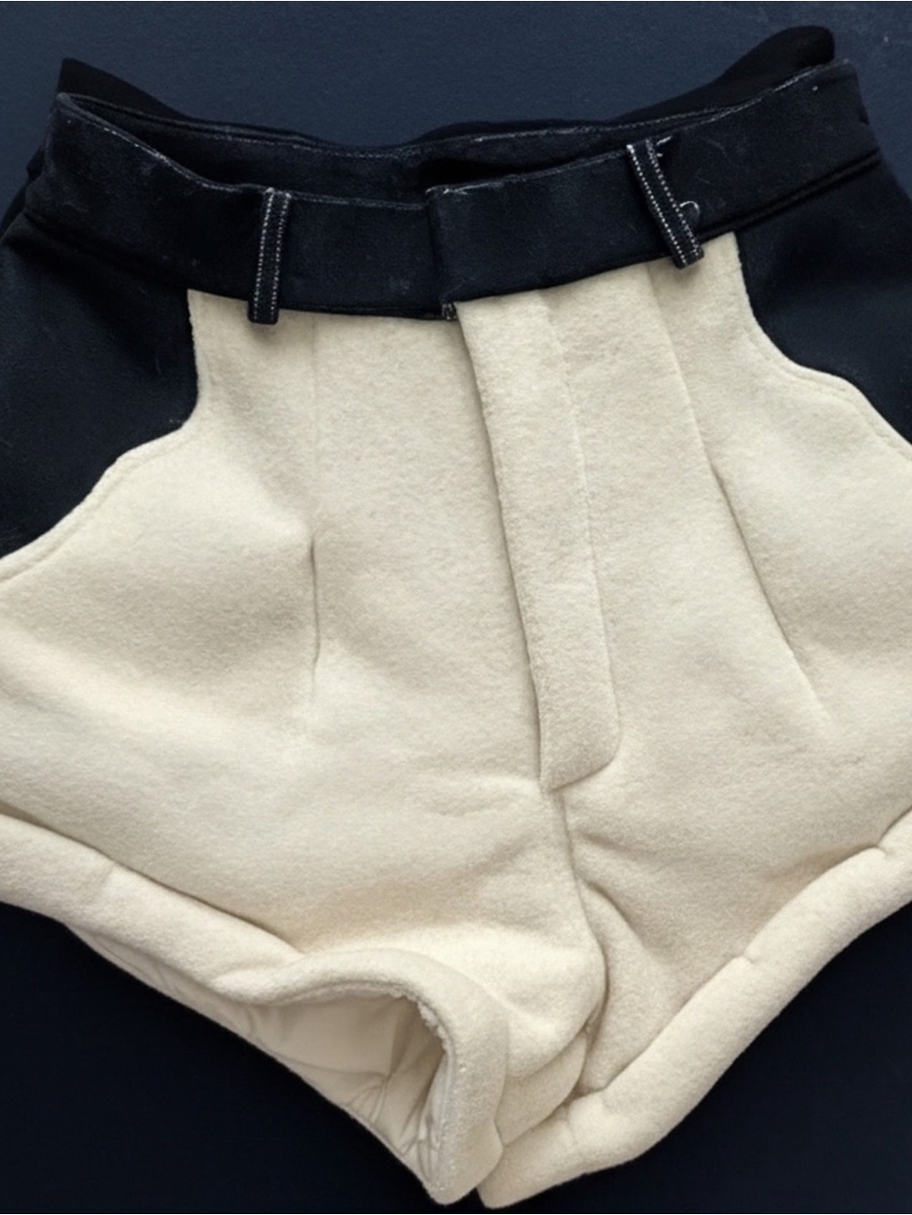 High-Waist Cream and Black Contrast Women’s Shorts